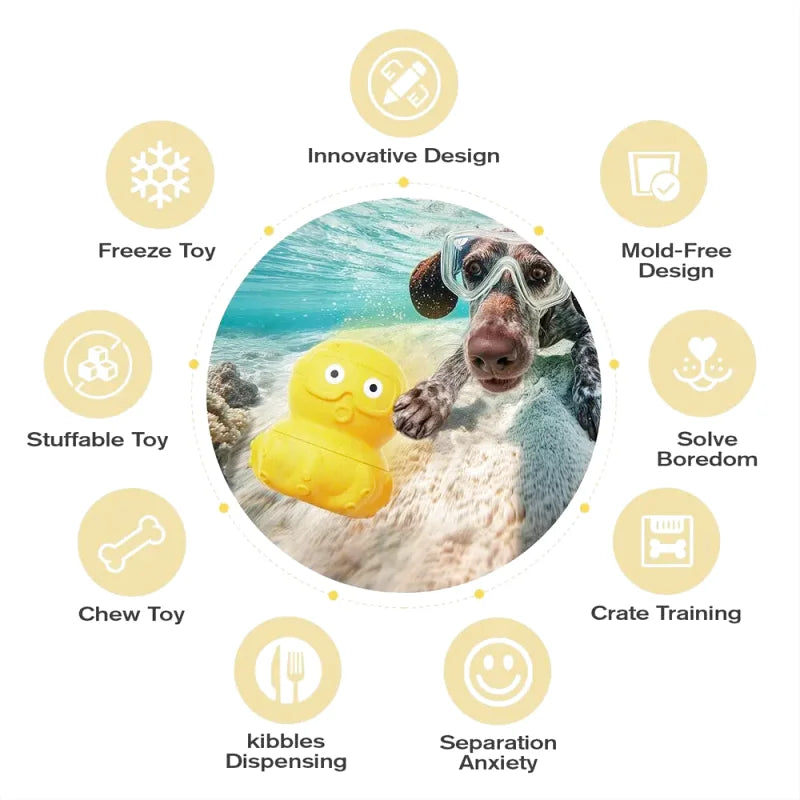 Canard Indestructible pour Grand Chien — Jouet à Mâcher & Distributeur de Friandises Glacées