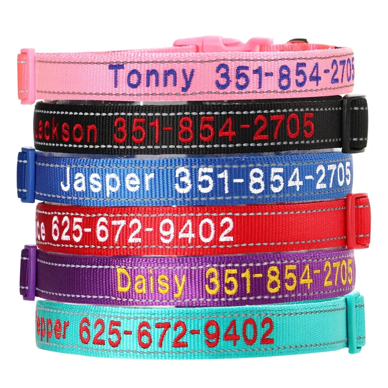Collier Nylon Brodé Personnalisé pour Chien – Réfléchissant | S à XL