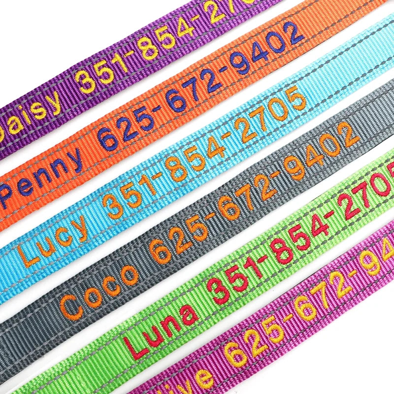 Collier Nylon Brodé Personnalisé pour Chien – Réfléchissant | S à XL