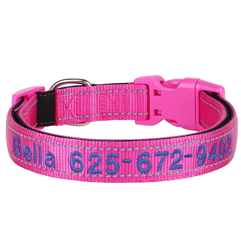 Collier Nylon Brodé Personnalisé pour Chien – Réfléchissant | S à XL