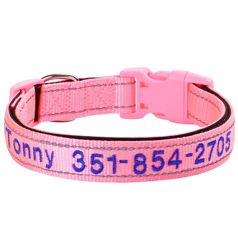 Collier Nylon Brodé Personnalisé pour Chien – Réfléchissant | S à XL