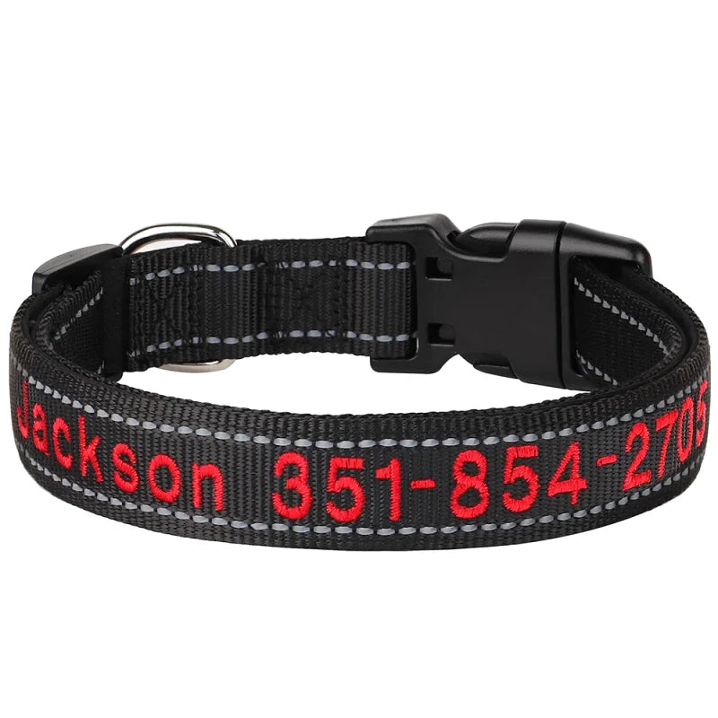 Collier Nylon Brodé Personnalisé pour Chien – Réfléchissant | S à XL