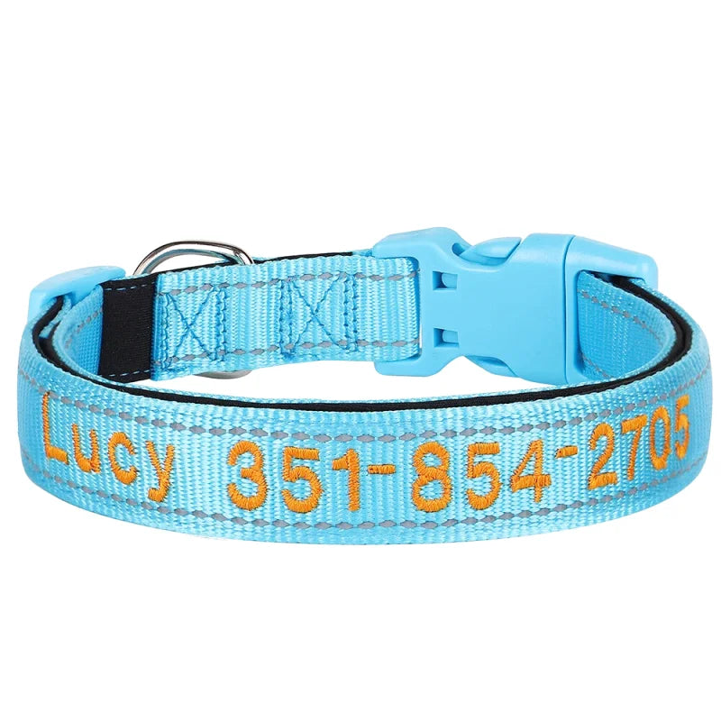 Collier Nylon Brodé Personnalisé pour Chien – Réfléchissant | S à XL