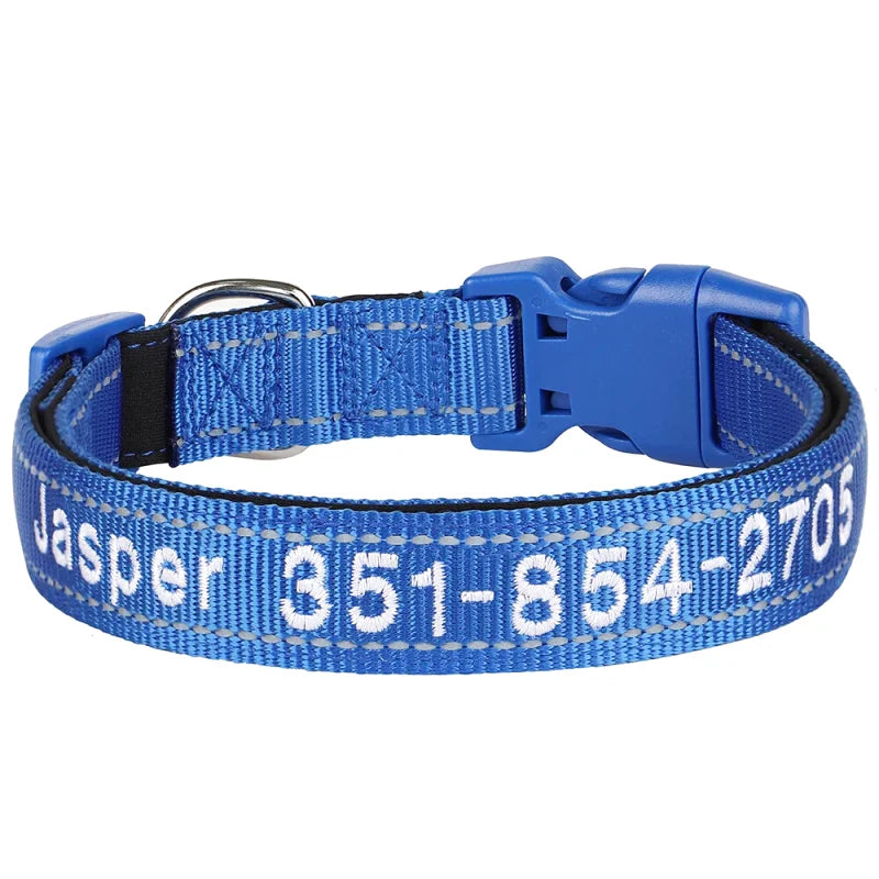 Collier Nylon Brodé Personnalisé pour Chien – Réfléchissant | S à XL