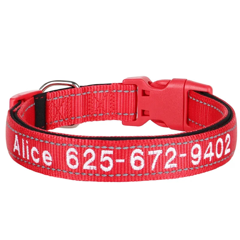 Collier Nylon Brodé Personnalisé pour Chien – Réfléchissant | S à XL