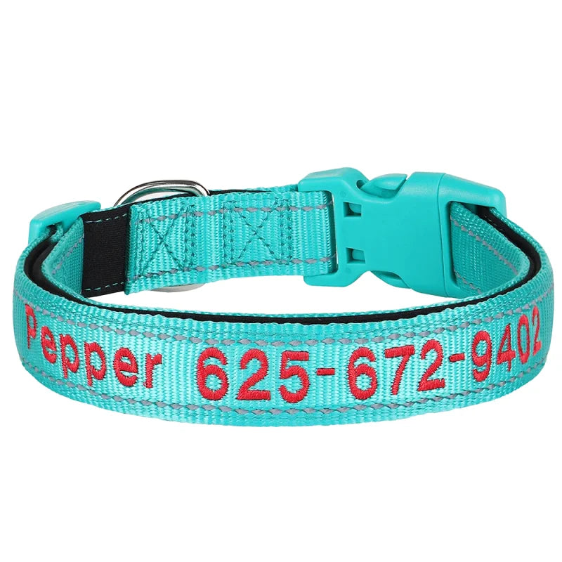 Collier Nylon Brodé Personnalisé pour Chien – Réfléchissant | S à XL