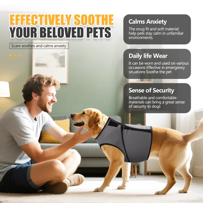 Gilet Anti-Stress pour Chien — Pression Douce, Tissu Respirant, Toutes Tailles