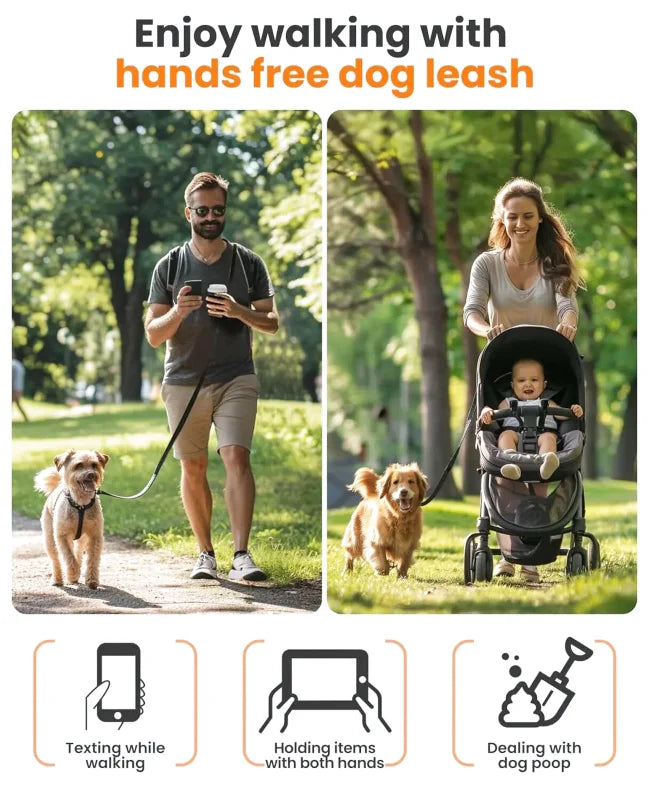 Laisse Multifonctions pour Chien — Réfléchissante, Extensible & Mains Libres
