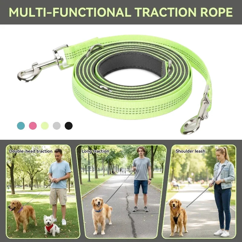 Laisse Multifonctions pour Chien — Réfléchissante, Extensible & Mains Libres