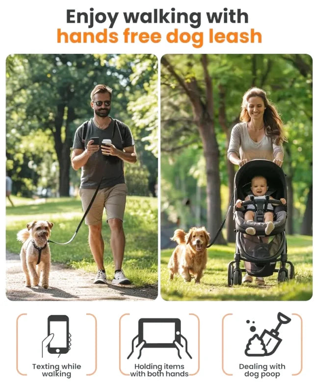Laisse Multifonctions pour Chien — Réfléchissante, Extensible & Mains Libres